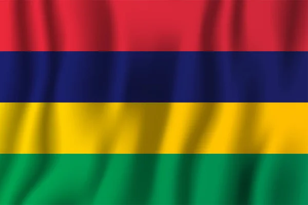 Mauritius Realistiska Viftande Flagga Vektor Illustration Nationella Land Bakgrund Symbol — Stock vektor