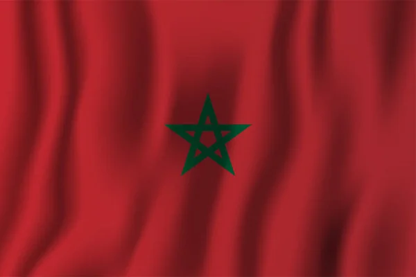 Marruecos Realista Ondeando Bandera Vector Ilustración Símbolo Nacional Fondo Día — Vector de stock