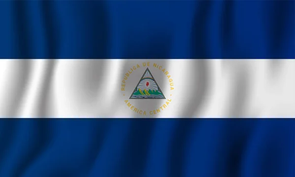 Nicaragua Realistische Wuivende Vlag Vector Illustratie Nationale Land Achtergrond Symbool — Stockvector