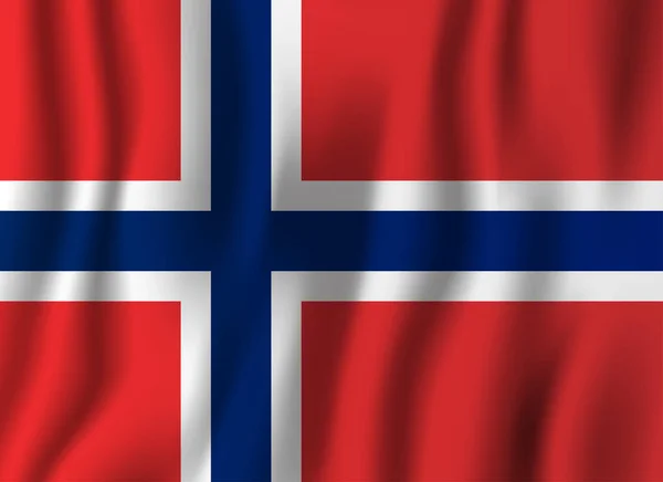 Norwegen Realistisches Fahnenschwenken Vektor Illustration Nationales Hintergrundsymbol Unabhängigkeitstag — Stockvektor