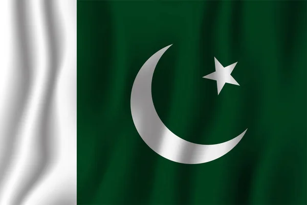 Pakistan Gerçekçi Dalgalanan Bayrak Illüstrasyon Vektör Ulusal Ülke Arka Plan — Stok Vektör