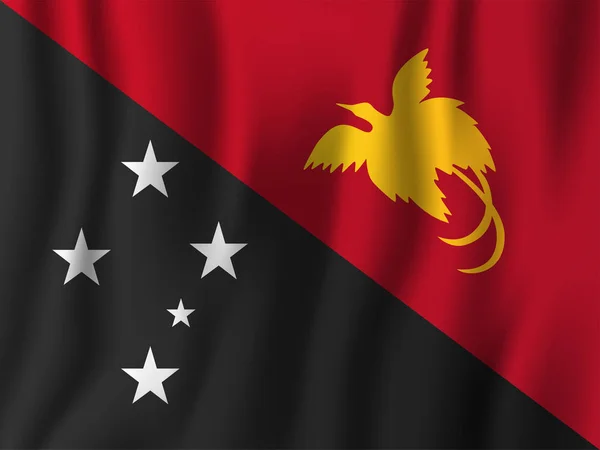 Papua Nova Guiné Ilustração Vetor Bandeira Acenação Realista Símbolo Fundo — Vetor de Stock