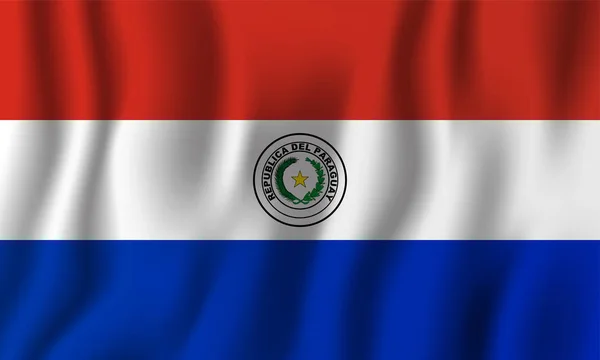 Paraguay Realistiska Viftande Flagga Vektor Illustration Nationella Land Bakgrund Symbol — Stock vektor