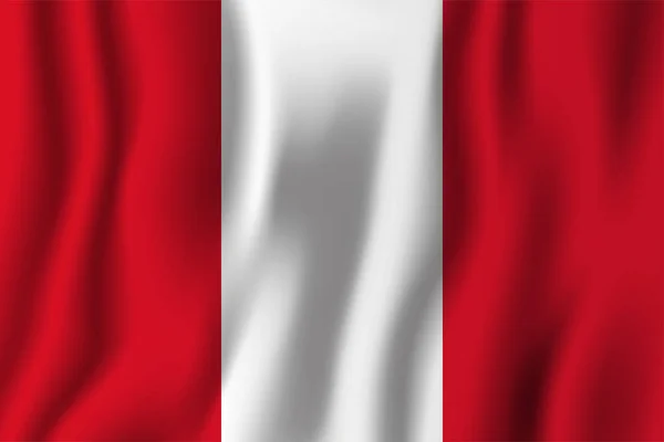 Perù Realistico Sventolando Bandiera Vettoriale Illustrazione Paese Nazionale Simbolo Sfondo — Vettoriale Stock