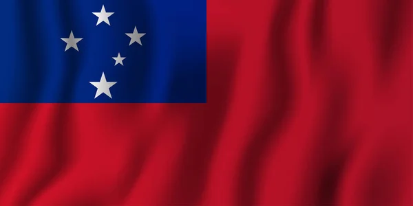 Samoa Realista Ondeando Bandera Vector Ilustración Símbolo Nacional Fondo Día — Vector de stock