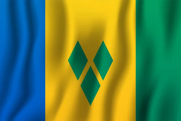 São Vicente Granadinas Ilustração Realista Vetor Bandeira Ondulante Símbolo Fundo — Vetor de Stock