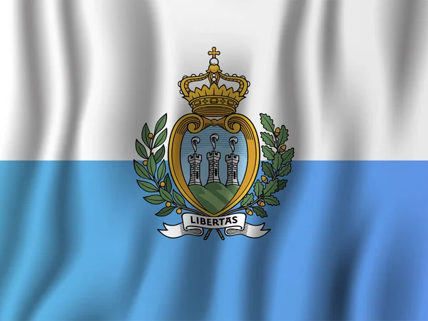 Ilustracja Wektorowa San Marino Realistyczne Macha Flagą Symbol Tło Krajowe — Wektor stockowy