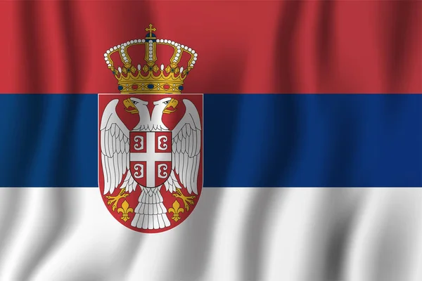 Serbie Réaliste Agitant Drapeau Vectoriel Illustration Symbole Fond National Jour — Image vectorielle