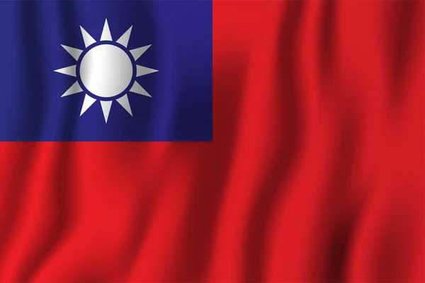 Taiwan Realistisches Fahnenschwenken Vektor Illustration Nationales Hintergrundsymbol Unabhängigkeitstag — Stockvektor