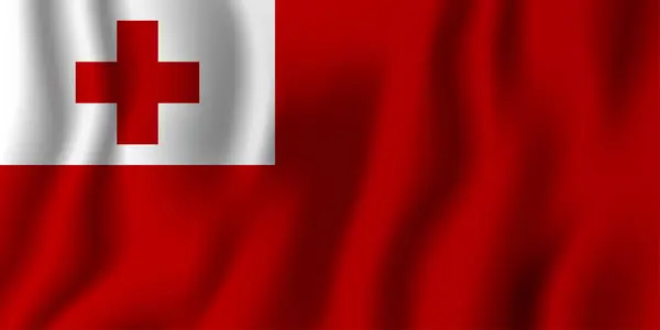 Tonga Realistische Wuivende Vlag Vector Illustratie Nationale Land Achtergrond Symbool — Stockvector