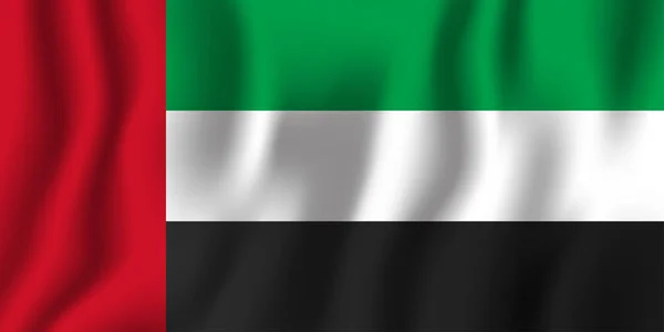 Birleşik Arap Emirlikleri Gerçekçi Dalgalanan Bayrak Illüstrasyon Vektör Ulusal Ülke — Stok Vektör