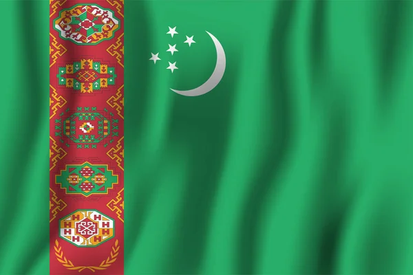 Türkmenistan Gerçekçi Dalgalanan Bayrak Illüstrasyon Vektör Ulusal Ülke Arka Plan — Stok Vektör