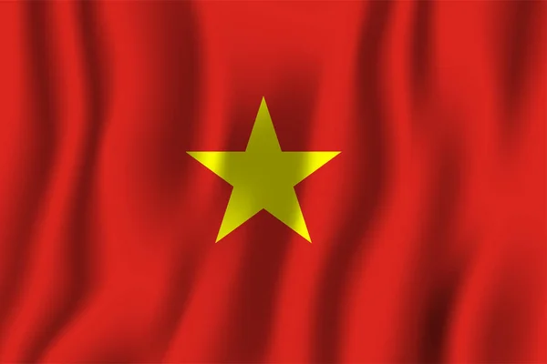 Vietnam Realistiska Viftande Flagga Vektor Illustration Nationella Land Bakgrund Symbol — Stock vektor