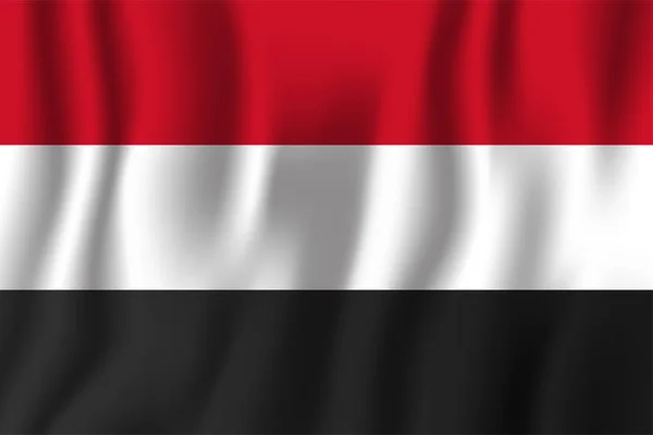 Jemen Realistisch Schwenken Flagge Vektor Illustration Nationales Hintergrundsymbol Unabhängigkeitstag — Stockvektor