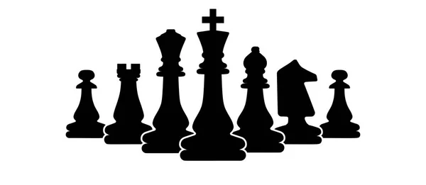 Satranç sembol tasarımı sanat eğlence strateji. Spor piktogram oyun kavramını vektör zar kurulu. Şekil Kral, Kraliçe, Piskopos, şövalye, kale, piyon. İllüstrasyon oyun seti. Eğitim arka plan meydan simgesi.