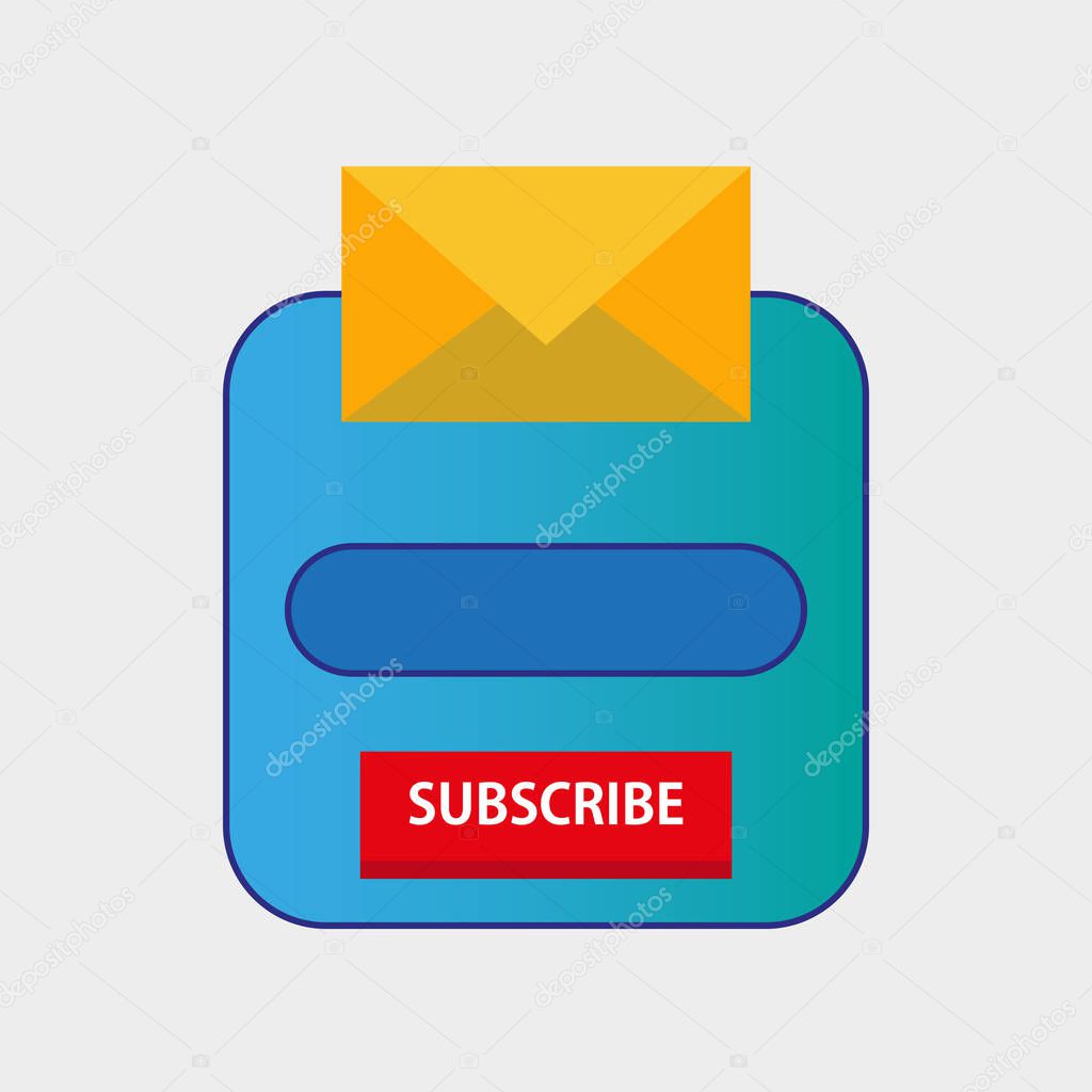 Email subscribe newsletter popup form template online. Marketing icon button icon design. Web subscription website envelope mail. Flat message submit banner background. Internet illustration service.