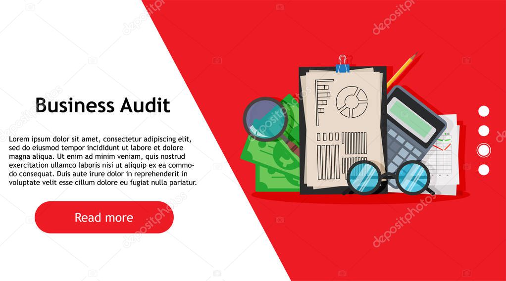 Business audit calculator financial strategy. Accounting balance vector service. Meeting technology manager report. Consultant plan analytics tax. Flat icon bookkeeping banner job. Advisor job review.