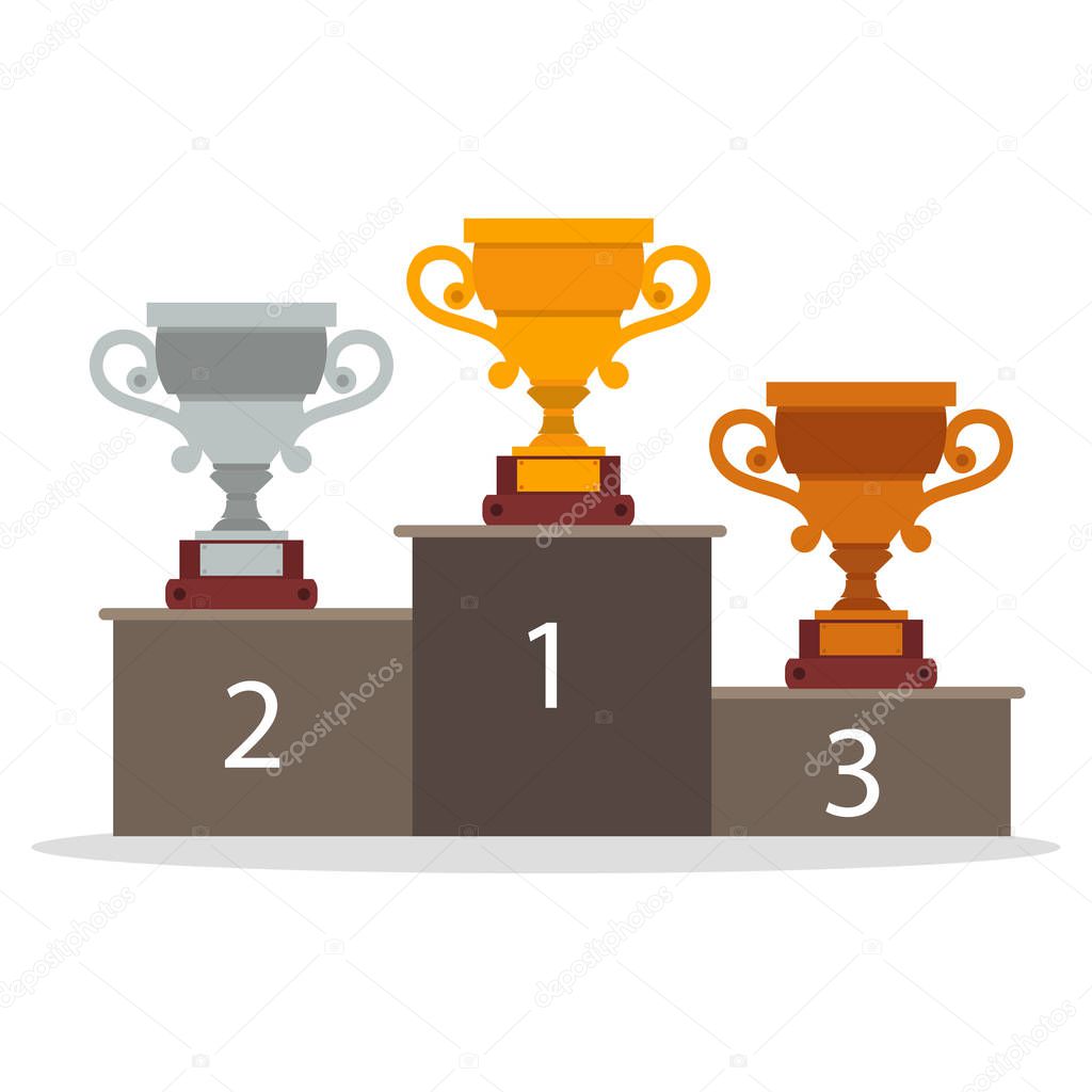 Winner cup trophy team tournament match award. World champion league prize. Sport template symbol final vector. Victory banner icon poster. Reward graphic background element. Game competition ceremony