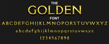 Sayılarla altın yazı tipi ve alfabe. Vektör tipografi harfi 