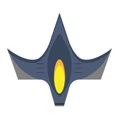 Uzay savaşçısı üst görünüm düz vektör simgesi. Uçuş taşımacılığı aerosp