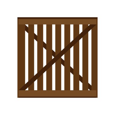 Sandık ambalaj ahşap kahverengi sembol vektör simgesi. Ulaşım 