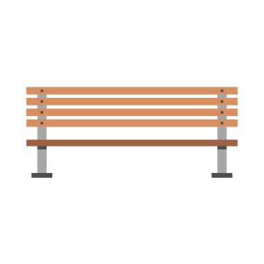 Tezgah parkı ön görünüm vektör düz simgesi. Açık havada kahverengi rahatlayın woo