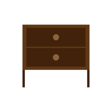 Raf ile Çekmece kahverengi kutu tarzı ekipman retro. Daire con