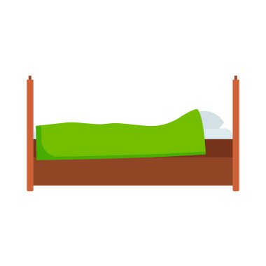 Yatak yan görünüm vektör simgesi rahat daire. Yatak odası lu