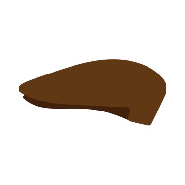 Erkek şapka kahverengi tasarım vektör simgesi yan görünüm. Yetişkin sakallı busine