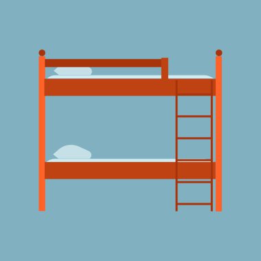 Yatak yan görünüm vektör simgesi rahat daire. Yatak odası lu