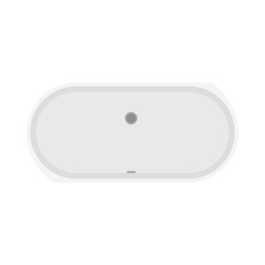 Banyo vektör simgesi üst görünüm iç beyaz. Sağlık sembolü banyo