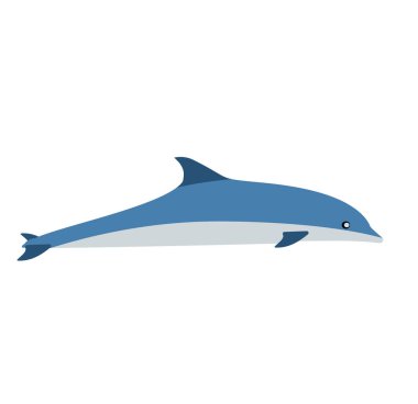 Dolphin blue mammal art graphic symbol vector icon. Animal sea a