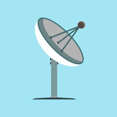Uydu anten yayını uzay tv illüstrasyon vektör simgesi. S