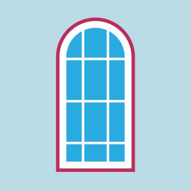 Pencere camı ön görünüş mimari konsepti. İç hat.