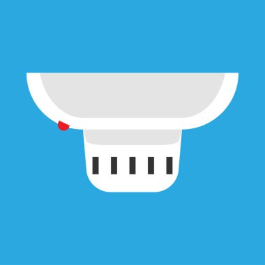 Duman alarmı izole beyaz vektör simgesi. Tasarım yangın teknolojisi s