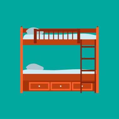 Yatak yan görünüm vektör simgesi rahat daire. Yatak odası lu