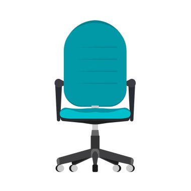 Bilgisayar sandalye ofis tarzı ön görünüm vektör simgesi. Kapalı 