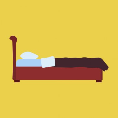 Yatak yan görünümü vektör yatak odası karikatür mobilya ev. Uyku 