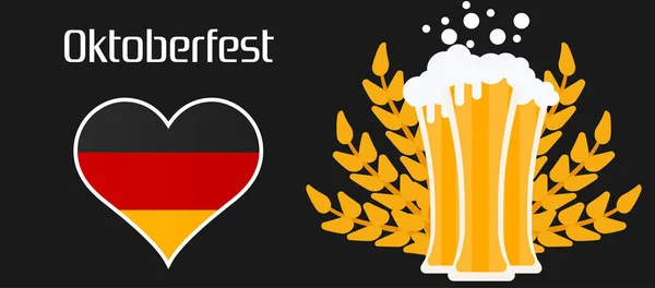 啤酒节 2018 假日啤酒插图背景。巴伐利亚 — 图库矢量图片