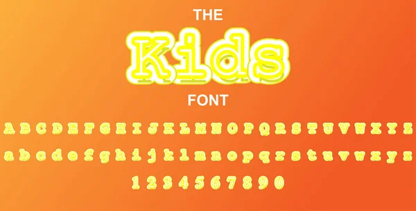 Kids font and alphabet with numbers. Vector typography letter de — Stock Vector