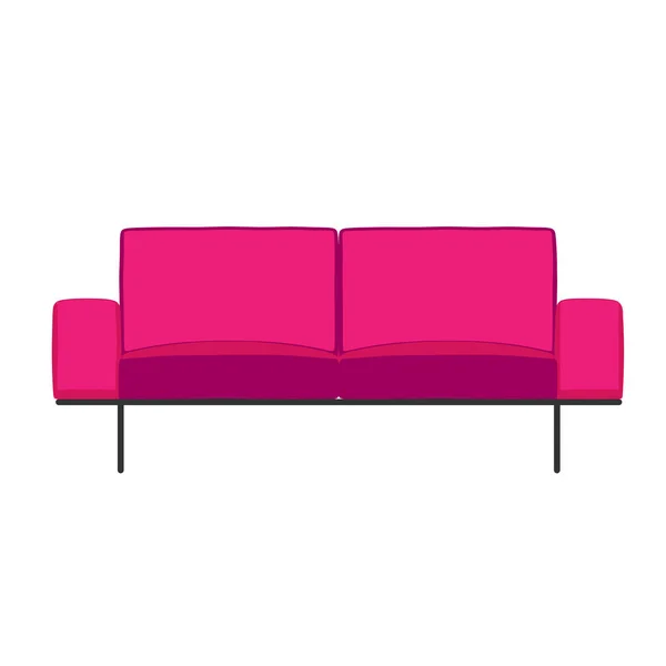 Pink sofa interior front view isolated on white vector illustrat — Stock Vector