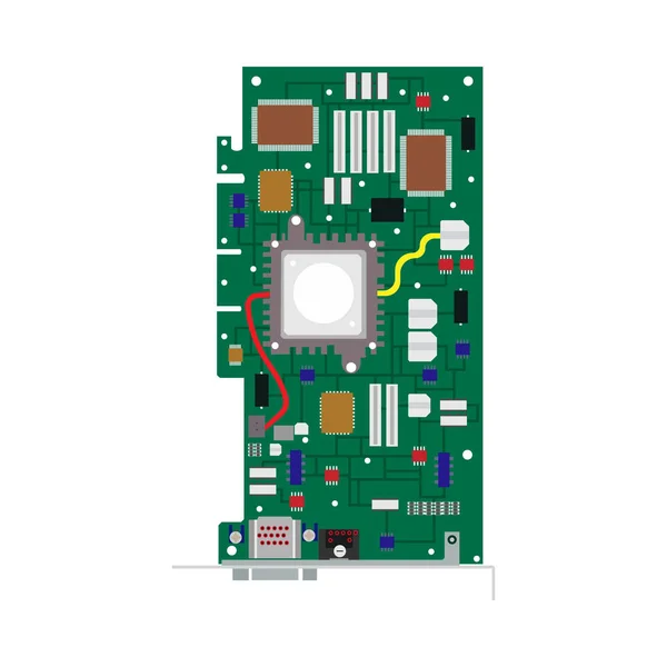 Сomputer board technology circuit vector flat icon. CPU card pa — ストックベクタ