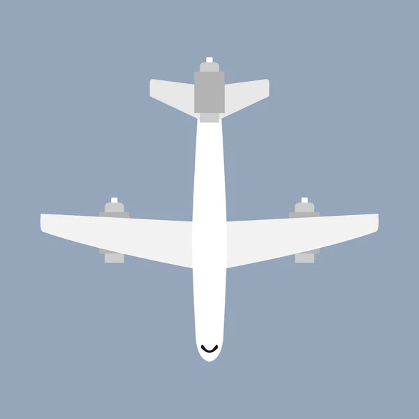 Avión vuelo transporte viaje vehículo vista superior. Plano vec — Vector de stock