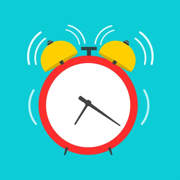 Alarm clock vector vooraanzicht plat pictogram. Werktijd retro Red ROU — Stockvector