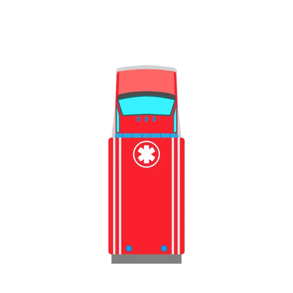 Ambulance van vlakke vector Top View. Help Emergency auto Red Tran — Stockvector