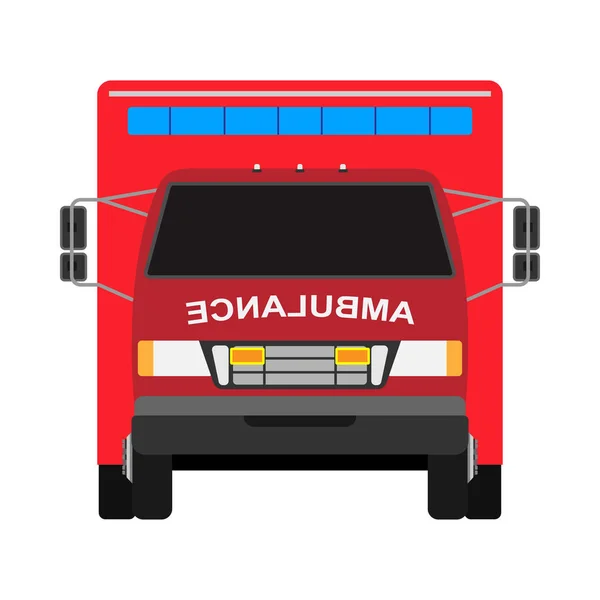 Ambulancia van vista frontal vector plano. Ayuda de emergencia auto rojo tr — Archivo Imágenes Vectoriales