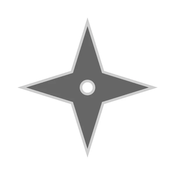 Wurf Star Ninja Shuriken Vektor flache Ikone. Kill fun antique — Stockvektor