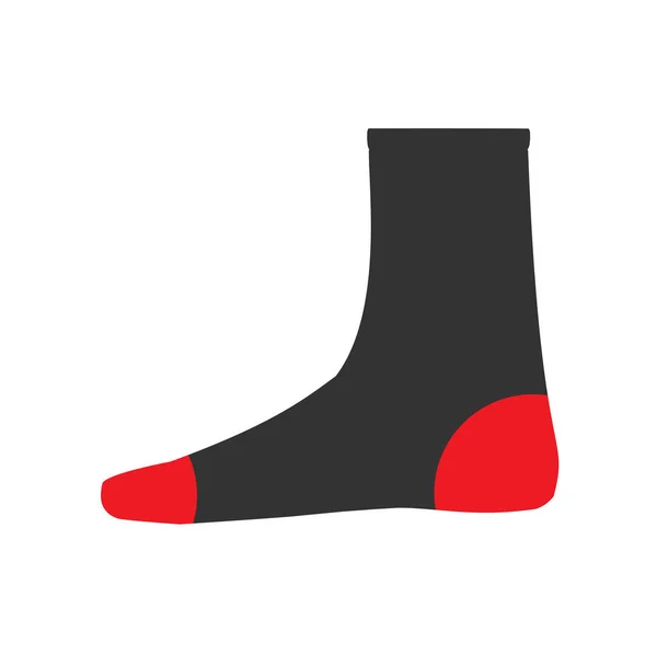 Calcetines pie vector textil símbolo. Tela desgaste aislado blanco rojo — Vector de stock