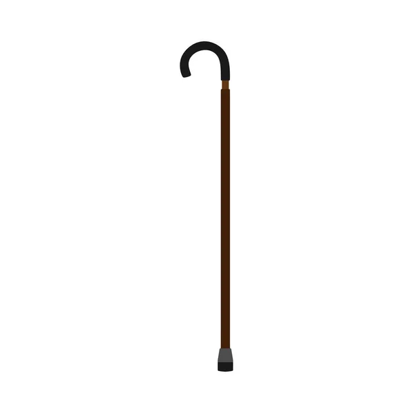 Cane brown handle help support equipment vector. Walking wooden — Stock Vector