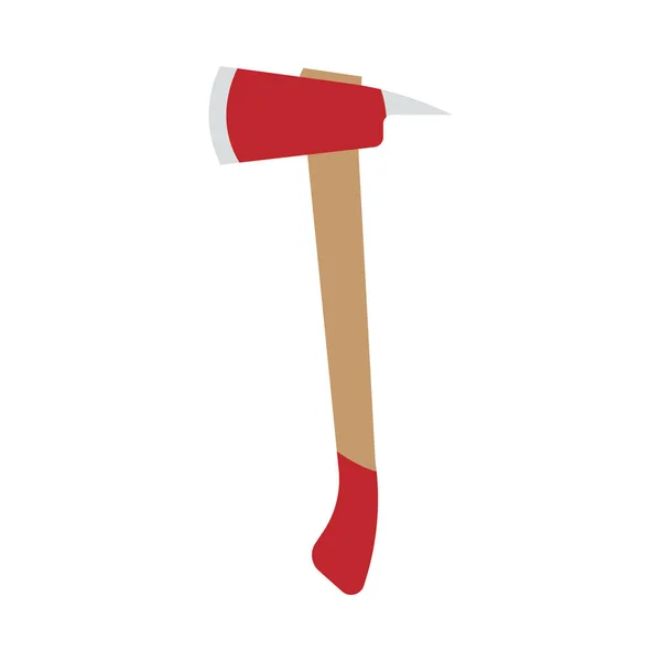 Fire red axe tool isolated white vector icon firefighter. Wooden — Stock Vector